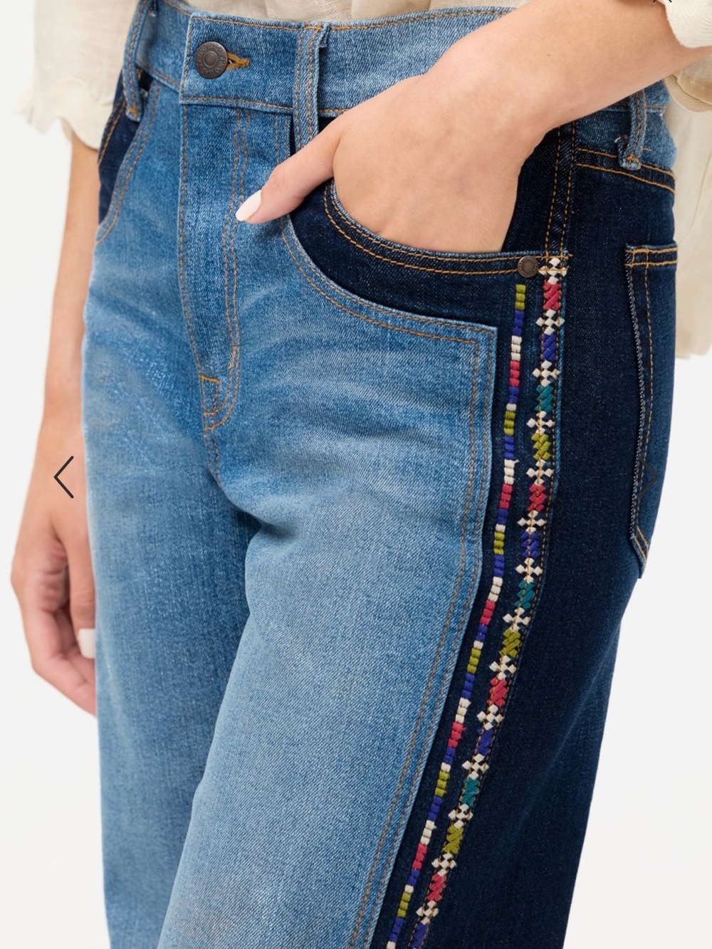 Johnny Was Contrast Wide Leg Jean - Picture 2 of 8